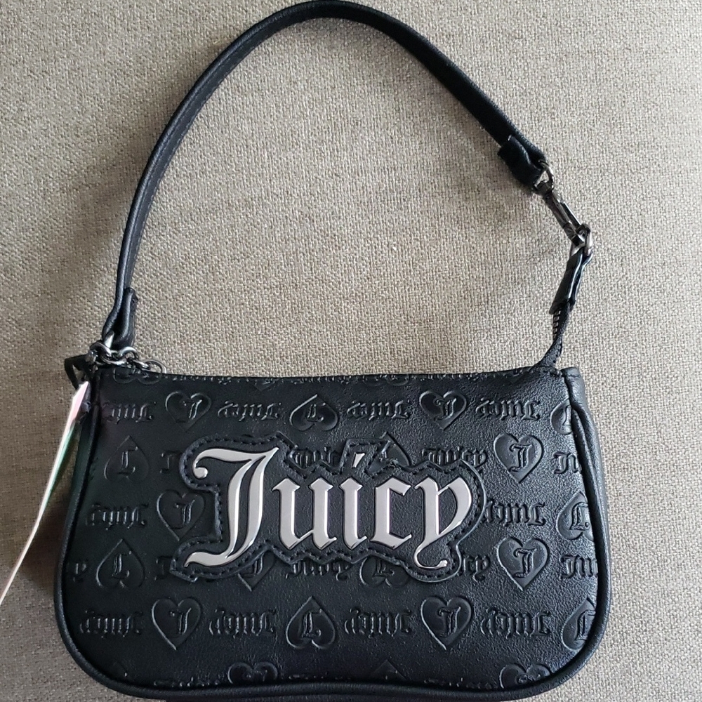 Juicy Couture Embossed Black Wristlet Bag